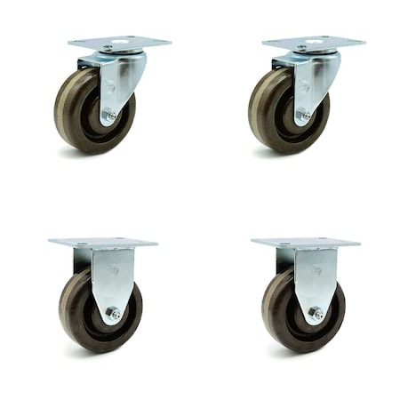 Service Caster SCC 4 in X 1.5 High Temp Phenolic Wheel Caster - 2 Swivel/2 Rigid, 4PK SCC-20S415-PHSHT-TP2-2-R415-2